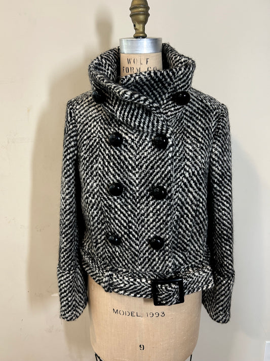 Authentic Celine wool belted tweed jacket