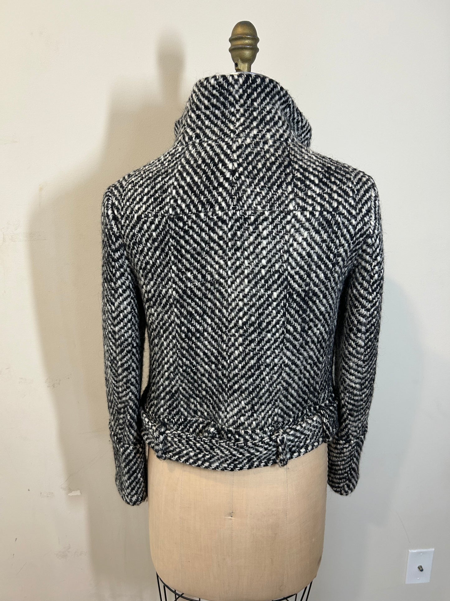 Authentic Celine wool belted tweed jacket