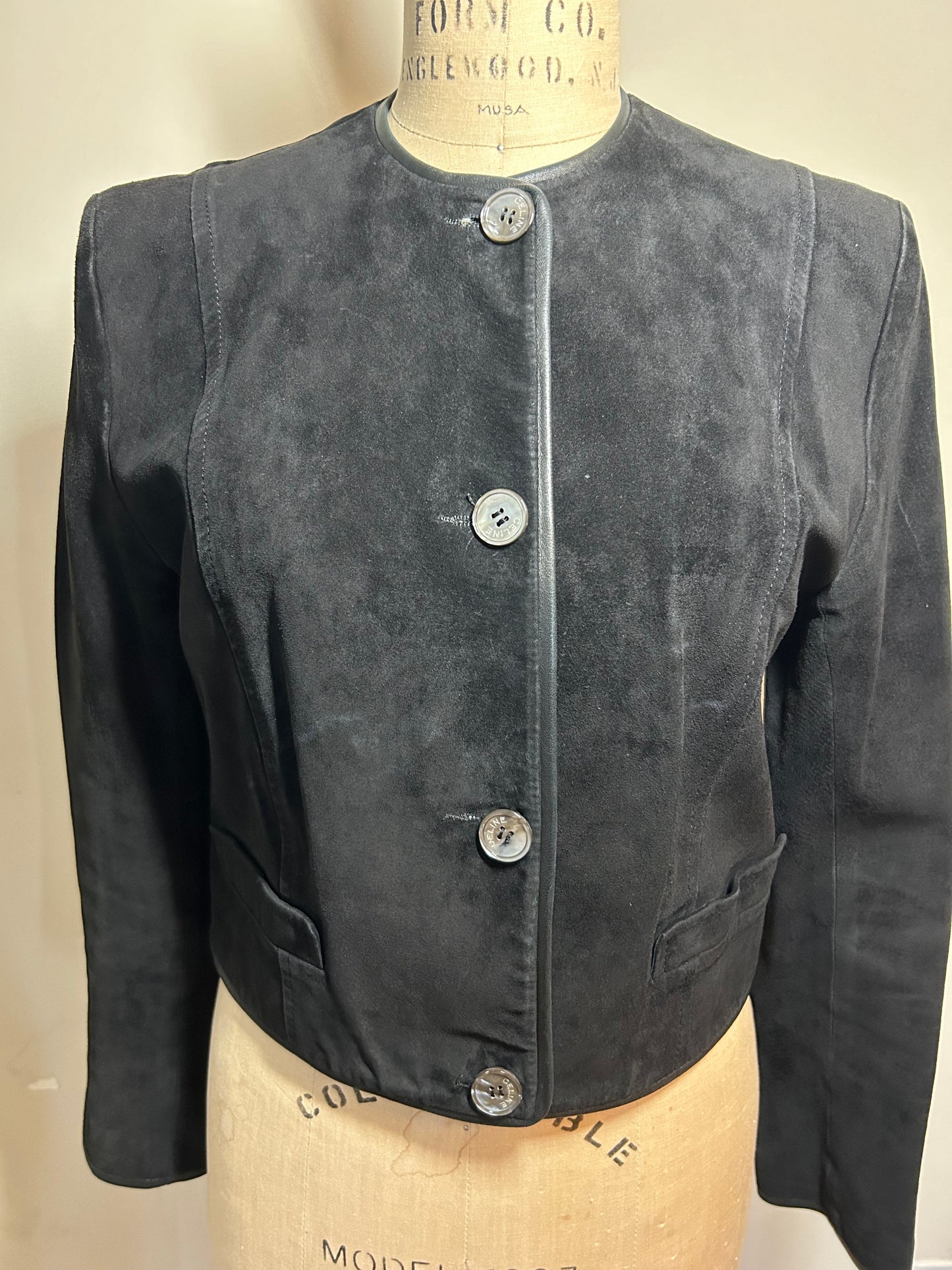 Authentic Celine suede leather black jacket size 38