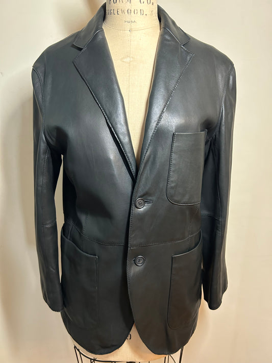 Margaret Howell black leather blazer jacket. Size M. Gently used once.