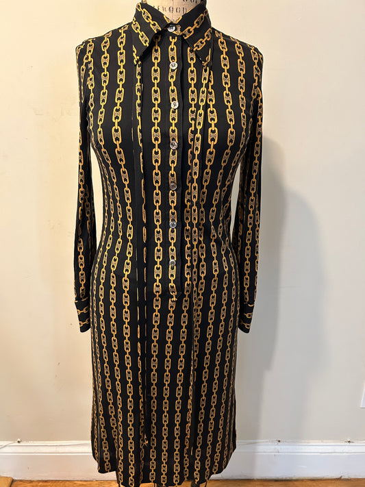 Vintage Celine soleil black dress with belt